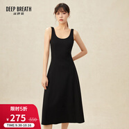 深呼吸DEEP BREATH女裝簡約高腰圓領(lǐng)背心小黑裙連衣裙8500126 黑 S (2碼)