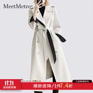 MeetMetro瑪依爾女神范收腰風衣外套女2025秋季新款氣質中長款大衣 杏色【現(xiàn)貨閃電發(fā)】 XL