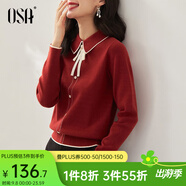 歐莎（OSA）千金小香風(fēng)減齡內(nèi)搭娃娃領(lǐng)針織衫2025秋新款打底衫毛衣女上衣氣質(zhì) 紅色 L