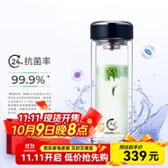 希諾（HEENOOR）雙層抗菌玻璃杯男女士高檔商務(wù)辦公泡茶杯大容量水杯加厚隔熱杯子 紫羅蘭-390ml-時尚杯蓋 銀離子抗菌版+禮盒裝+帶濾網(wǎng)