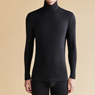 棉先生美雅碧暖皮抗靜電半高領(lǐng)打底衫男 秋冬保暖純色內搭長(cháng)袖T恤 黑色-高領(lǐng) 3XL