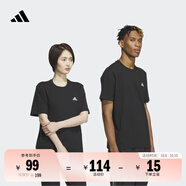 adidas情侶休閑純棉上衣圓領(lǐng)短袖T恤男女夏季阿迪達斯官方輕運動(dòng) 黑色 2XL