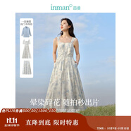 茵曼（INMAN）法式暈染女裝V領(lǐng)吊帶連衣裙2025夏季新品裙子 月藍(lán)  M 