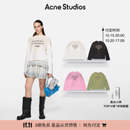 Acne Studios【預(yù)售】 男女同款 做舊1996印花寬松落肩長袖T恤上衣CL0197 灰白色 （建議女士選擇小一碼） L -女 / M-男