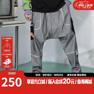 閃電潮牌（GENANX）牛仔垮褲新款秋季撞色多口袋反光條男士牛仔褲 灰色 S