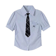 溥畔夏季搭配一整套2025茶系穿搭洋派時(shí)尚jk制服學(xué)院風(fēng)套裝洋裝子女 條紋襯衫[夏裝2024年新款溫柔系/ S[推薦80-90斤] 均碼