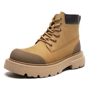 UGA馬丁靴男2025新款戶外工裝大黃靴高幫機(jī)車靴厚底歐洲站冬季加絨潮 黃色 38