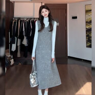 小紅書(shū)推薦灰色立體蝴蝶結無(wú)袖外搭毛呢裙冬裝新款復古氣質(zhì)小坎肩 灰色 S