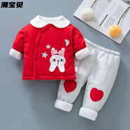 嬰兒衣服秋冬季外穿分體1歲多嬰兒薄棉衣套裝秋冬裝純棉男女寶寶棉襖兩件套新生兒衣服夾棉保暖 小兔薄棉兩件套紅色 無(wú)骨純棉可 66 建議0-3個(gè)月
