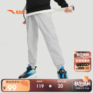 安踏兒童褲子男女大童2024冬季加絨保暖針織運(yùn)動(dòng)長(zhǎng)褲A72447703
