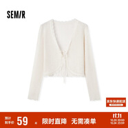 森馬針織開衫女短款簡約甜美風(fēng)春秋V領(lǐng)修身上衣清新107624106001