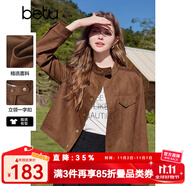 百圖betu女裝2025春季新款短外套休閑工裝夾克麂皮絨短外套女2501T40 駱駝色 M