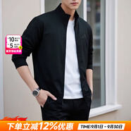 阿迪達(dá)斯（adidas）男裝夾克 25秋新款運(yùn)動服休閑防風(fēng)開衫跑步健身時尚快干透氣外套 經(jīng)典黑/時尚三條紋 【針織立領(lǐng)】 XL 【180-185cm/170-180斤】