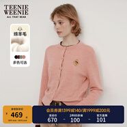 Teenie Weenie小熊秋季綿羊毛軟糯毛針織開(kāi)衫簡(jiǎn)約通勤毛衣外套女裝 粉色 S (160)