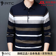 PITC國(guó)際輕奢春秋季裝中年男士長(zhǎng)袖t恤休閑毛衣條紋針織POLO hyx-SD2368條紋長(zhǎng)袖T恤黃色 L