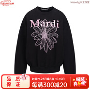 MARDI【趙露思同款】韓國潮牌小雛菊刺繡圓領(lǐng)寬松衛衣ins洋氣韓版 女款 黑色-粉花刺繡 均碼