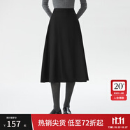 范思藍(lán)恩高腰A字半身裙女加厚中長2024秋冬新款氣質(zhì)通勤14642 黑色 L