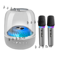 魔音藍牙音響桌面氛圍燈重低音炮大音量HiFi發(fā)燒級電腦音箱 銀白旗艦版【雙話(huà)筒K歌+琉璃燈光+9D環(huán)繞音效+超