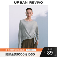 UR2025秋季新款女裝慵懶休閑風(fēng)綁帶超寬松長(cháng)袖T恤UWB450049 花灰 (偏寬松) S (XS-S)