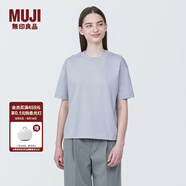 無(wú)印良品（MUJI）女式 天竺編織圓領(lǐng)短袖T恤上衣打底衫女款內搭多巴胺女裝 灰色BB2P6C4S M (160/84A)