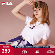 斐樂（FILA）官方女士短袖T恤夏印花運動女裝針織短袖套頭衫小熊T刺繡上衣 標準白-WT XS 155/76A