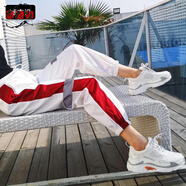 薇衣設2025新款ins潮女生帥氣褲子寬松運動(dòng)褲嘻哈休閑bf學(xué)生束腳哈倫褲 反光褲白 2XL_130-140斤