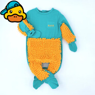 G.duck小黃鴨嬰兒爬行服寶寶拖地爬爬服兒童連體衣服秋冬裝懶人擦地薄款 湖藍包手包腳   90cm 18斤-22斤