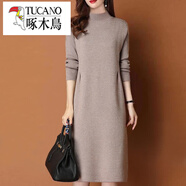 啄木鳥(niǎo)（TUCANO）韓版毛線(xiàn)衫針織打底裙子秋冬配大依洋氣連衣裙2025秋冬新款毛衣裙 卡其色 2XL