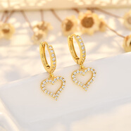 西月錦繡飾品奢華氣質(zhì)銅鑲鋯幾何愛(ài)心耳扣時(shí)尚百搭圓形耳環(huán)耳飾 心形耳扣（黃金色）