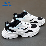 鴻星爾克（ERKE）運動(dòng)鞋女鞋減震跑鞋秋冬季皮面防水跑步鞋2025新款防滑耐磨休閑鞋 2250微晶白/正黑 37