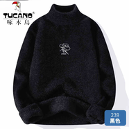 啄木鳥(niǎo)（TUCANO）中領(lǐng)針織毛衣男秋冬季時(shí)尚簡(jiǎn)約外套開(kāi)衫打底衫青少年冬裝毛線(xiàn)衣 239黑色 常規 4XL 約165-180斤可穿