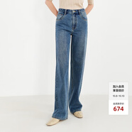 edition【好貨補單】高腰休閑牛仔褲直筒褲顯瘦復古牛仔長(cháng)褲女 牛仔藍色 L (28)