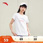 安踏（ANTA）【快干棉】T恤男女同款2025夏季情侶吸濕排汗LOGO寬松休閑短袖t恤 【女款-大logo】純凈白8115-1 S /男165 女160