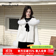 卓雅周末（JORYA weekend）2024冬新千金風(fēng)絲絨蝴蝶結(jié)斗篷毛領(lǐng)奶油氣質(zhì)短外套0995A 白色 S 均碼