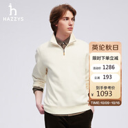 哈吉斯（HAZZYS）男裝 半開襟磨毛長袖T恤ABTZE0BDE53 乳白色IV 185/104A52