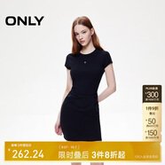 ONLY 2025春季金屬裝飾收腰捏褶短裙T恤裙連衣裙女|125161021