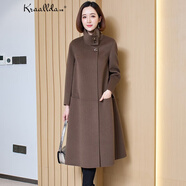 卡搭（kraallda）奢侈高檔品牌雙面羊毛大衣女中長(cháng)款山羊絨寬松斗篷型毛呢外套女 咖色 M （116-125斤）