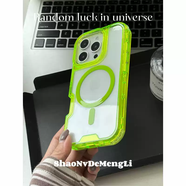 何佳功清透四角防摔簡(jiǎn)約適用蘋(píng)果16ProMax手機殼iPhone15磁吸14加厚三合一防摔13全包亞克力保護套 熒光綠-磁吸三合一單殼 iPhone13ProMax