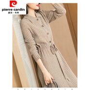 皮爾卡丹（pierre cardin）2025秋季新款收腰顯瘦針織連衣裙打底毛衣裙中長款韓版寬松長裙子 駝色 L