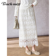 塔馳密司（touchmiss）時(shí)尚蕾絲半身裙女秋冬2025年新款氣質(zhì)長(cháng)裙時(shí)尚潮流裙子大碼女裝 奶白色 M
