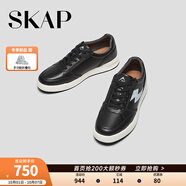 圣伽步（SKAP）板鞋男士經(jīng)典戶外透氣平底休閑鞋 黑色/淺藍(lán)色 44