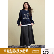 獨(dú)束大碼女裝圓領(lǐng)軟糯百搭斑點(diǎn)狗寬松落肩袖2024冬新款衛(wèi)衣外套女 藏青色 L (尺碼：2)