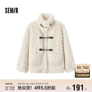 森馬（Semir）外套女仿兔毛仿麂皮拼接2024冬季寬松立領(lǐng)夾克溫柔系109724108022