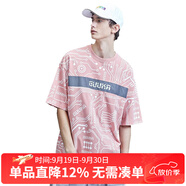 古由卡Guuka潮牌春夏新品潮流印花設計男裝圓領(lǐng)短袖t恤男 粉紅 均碼 S