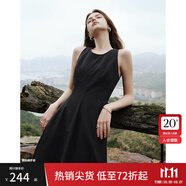 范思藍(lán)恩夏季腰精裙氣質(zhì)收腰無(wú)袖背心連衣裙女夏季新款海邊度假顯瘦裙 黑色-無(wú)袖 L