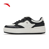 安踏（ANTA）板鞋女2025秋季新款厚底低幫小白運動(dòng)鞋 基礎黑/象牙白-2 39 (女8)