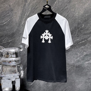 克羅心（chrome heart）ch ofocusin潮牌弗 克羅心t恤男女款短袖十字花寬松圓領(lǐng)半袖上衣 黑色 L (150-170)斤