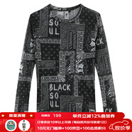 鬼洗腰果花滿印網(wǎng)眼女款圓領(lǐng)長(zhǎng)袖T恤潮牌顯身材百搭打底衫 B240038 黑色 88 M (160)