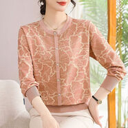 紫淑（Sweet basil）媽媽秋裝2025新款洋氣長(cháng)袖T恤小衫中老年人女氣質(zhì)外穿打底衫上衣 橘色 XL     建議85-100斤