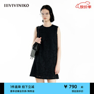 IIIVIVINIKO2024夏季新款“限定重磅古典蕾絲”直筒無袖連衣裙女R420682169D 黑色 S